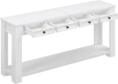 Vista 3 de Merax Sofa Table with Storage Drawers and Bottom Shelf, Rustic Console Table with Thickened Legs, Long Entryway Table for Hallway & Living Room