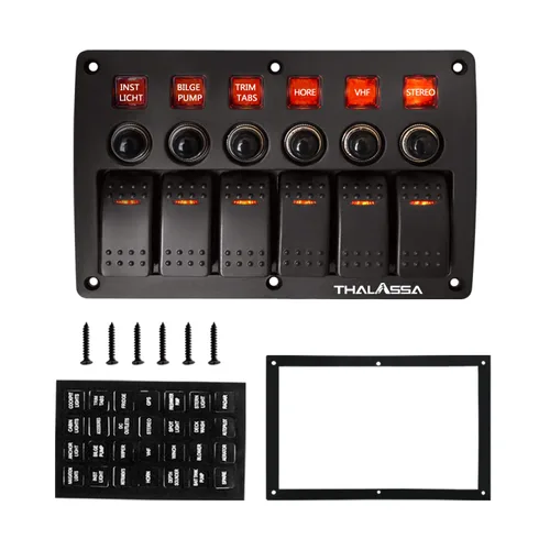 Vista 5 de Panel de interruptor basculante de 4/6/8 Gang pre cableado, impermeable, interruptor de encendido y apagado, 12 V 24 V con fusible, interruptor