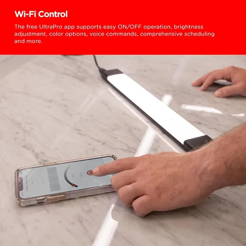 Vista 3 de UltraPro Luces inteligentes Wi-Fi de 18 pulgadas para debajo del gabinete, cambio de color, compatible con Alexa, funciona con Google Assistant