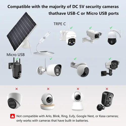 Vista 2 de Panel solar de 9 W para cámaras de seguridad, impermeable IP65 con soporte de 360° y cable de 9.8 pies, alimentación solar de 5 V para cámaras