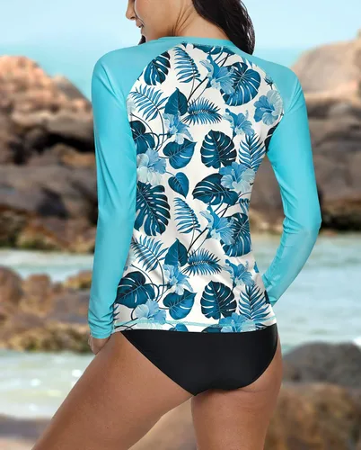 Vista 7 de BesserBay Camiseta de natación de manga larga con protección solar UV para mujer