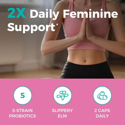 Vista 4 de NewRhythm Probióticos para mujer, corteza de olmo resbaladizo, 50 mil millones de UFC por porción, 5 cepas, totalmente naturales, sin OMG, apoyo