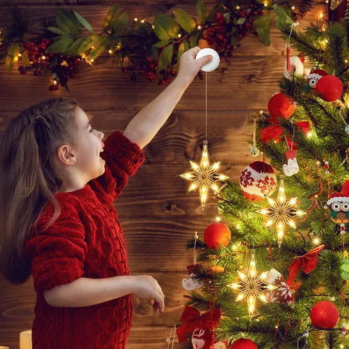 Vista 9 de VIHOSE 6 luces de ventana de Navidad de Belén de 10.6 pulgadas, luces LED de plástico, luces de silueta de ventana de Navidad, adornos colgantes