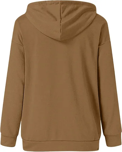 Vista 3 de YOTQUSKI Sudaderas con capucha para mujer con diseños, sudadera estampada de moda de manga larga con cordón, sudadera con capucha casual suelta