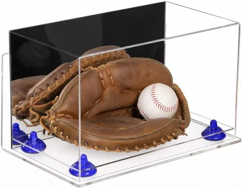 Vista 8 de Better Display Cases Vitrina de guantes de béisbol de acrílico transparente con elevadores negros (A011/V16)