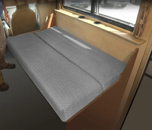 Vista 5 de Fundas de sofá de autocaravana para sofá cama - Fundas elásticas de respaldo y asiento de 2 piezas para sofás cama plegables Jackknife (gris)