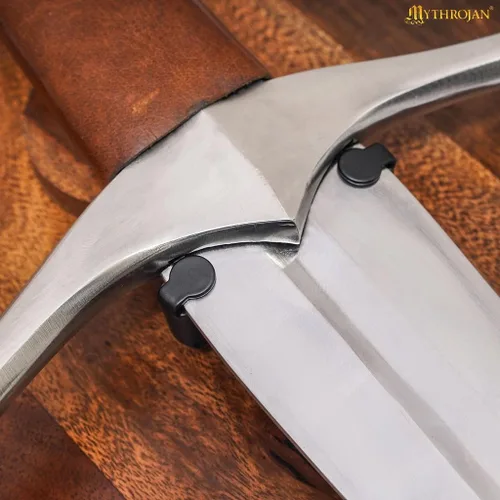 Vista 5 de Mythrojan Wooden Sword Wall Mount Medieval Sword Plaque Holder with Hardware Single Sword Display Hanger