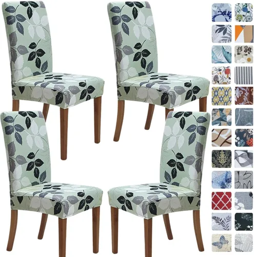 Vista 19 de SPRINGRICO Juego de 4 fundas para sillas de comedor, fundas elásticas para sillas de comedor, de elastano lavables, fundas para sillas Parsons
