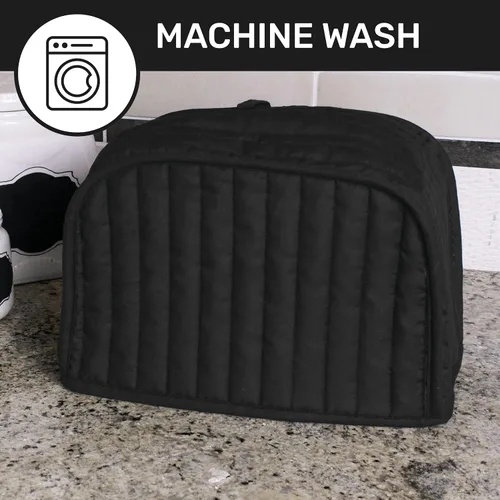 Vista 6 de Funda RITZ Premium Universal para tostadora de dos rebanadas, 11.25" x 5.75" x 7", de poliéster y algodón acolchado, protector contra huellas Negro