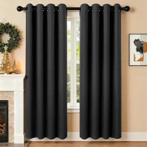 Vista 111 de Cortinas de oscurecimiento de habitación de 45 pulgadas de largo para dormitorio y sala de estar, cortinas térmicas aislantes con ojales