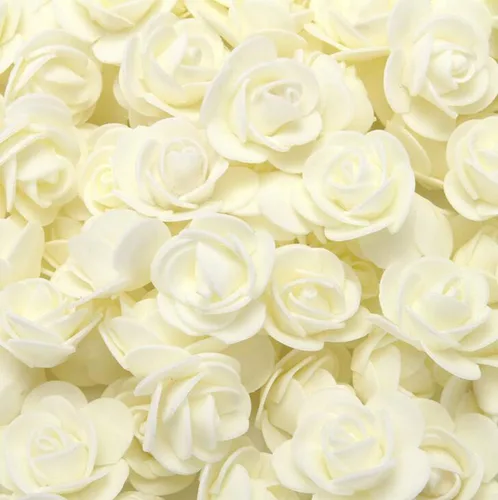 Vista 20 de 500 piezas de mini cabezas de rosas artificiales de espuma de polietileno, flores artificiales hechas a mano, ramo de novia de boda, decoración