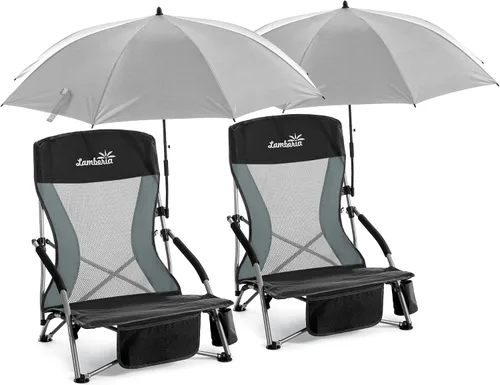 Vista 25 de Lamberia Silla de playa plegable para adultos, paquete de 2, sillas de playa bajas portátiles con capacidad de 300 libras, silla de camping ligera