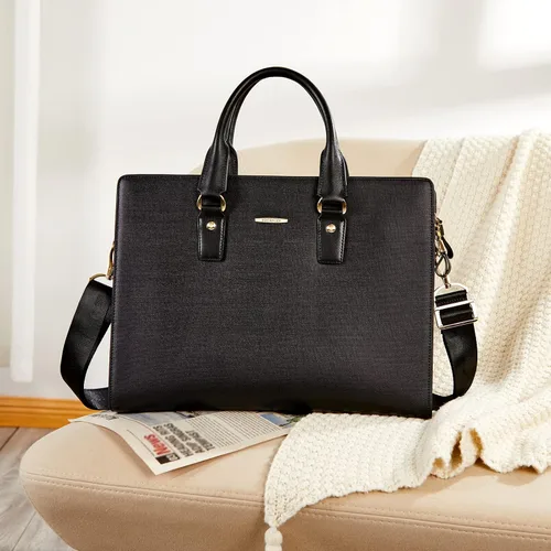 Vista 3 de BOSTANTEN Maletín de Cuero para Abogados Portátil de Negocios Bolsas Delgadas para Hombres y Mujeres