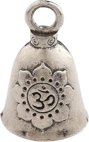 Vista 2 de Guardian Bell Campana religiosa de buena suerte con llavero y bolsa de regalo de terciopelo negro Campana de motocicleta Peltre sin plomo