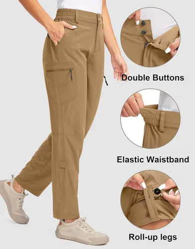 Vista 3 de G Gradual Womens Hiking Pants with Zipper Pockets Convertible Lightweight Quick Dry Stretch Cargo Camping Pants