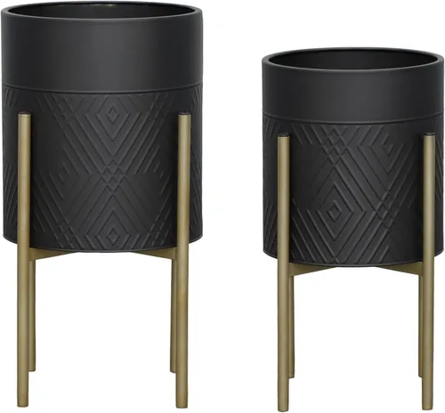 Vista 13 de Macetas decorativas con soporte de metal para decoración del hogar, macetas modernas para decoración de pasillo, entrada y sala de estar, macetas