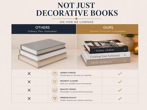 Vista 8 de Array & Arrow Libros decorativos para decoración del hogar, juego de 3 cajas de almacenamiento de libros de imitación con cierre magnético