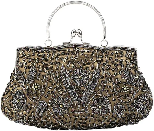 Vista 2 de Bolso de noche para mujer estilo retro con cuentas Gris USXELYS78867