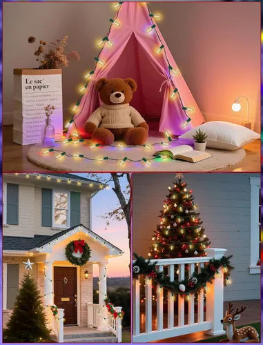 Vista 5 de SUNSGNE Luces LED C9 de Navidad para exteriores, luces de Navidad al aire libre con 27 bombillas LED de color blanco cálido (2 de repuesto)