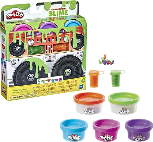 Vista 3 de Play-Doh Nickelodeon Slime Rockin' Kit de Mix-ins para niños de 4 años en adelante con 5 colores y 3 variedades de cuentas Mix-in, no tóxico