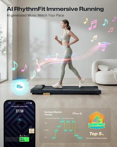 Vista 3 de UREVO Smart Walking Pad, Compact Under Desk Treadmill with Double Shock Absorption, Quiet Operation, Workout APP with Track Insights and MIIT Mode