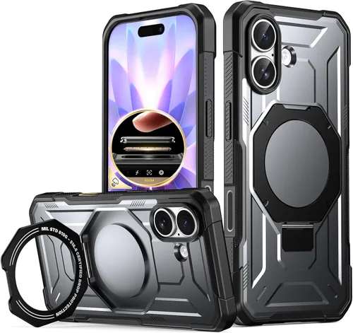Vista 9 de Funda Poetic Spartan con soporte de anillo para iPhone 17, [Botón de control de cámara][Compatible con Magsafe], funda protectora de cuerpo