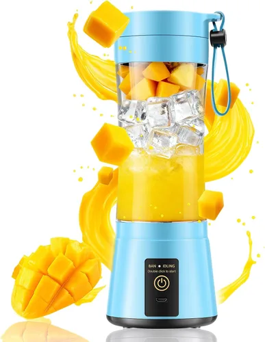 Vista 13 de Licuadora portátil inalámbrica de tamaño personal – Licuadora sin BAP para hacer batidos y batidos, taza de jugo de 12 onzas con 6 cuchillas, se
