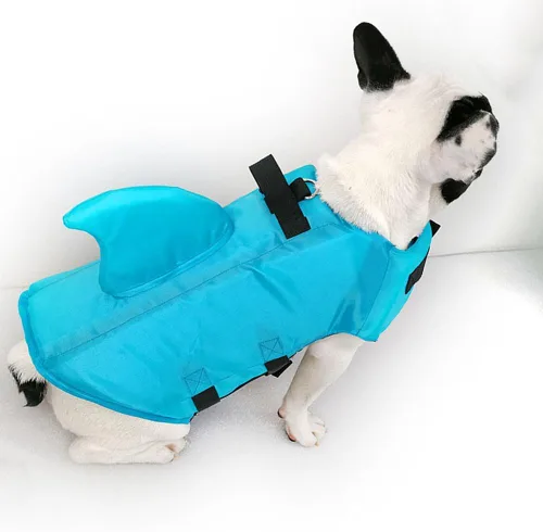 Vista 7 de Snik-S Chaleco salvavidas para perros - Preserver con cinturón ajustable, chaqueta de tiburón para nadar para mascotas para perros de nariz corta