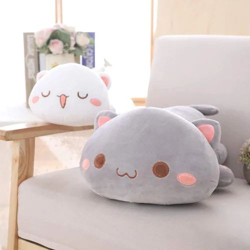 Vista 7 de Juguete de peluche con forma de animales, cojín de peluche con forma de gato para niñas