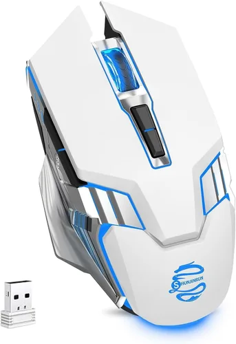 Vista 9 de Ratón silencioso Bluetooth, mouse ergonómico para computadora con botones laterales, ratones silenciosos BT4.2 sin receptor USB, batería de 18