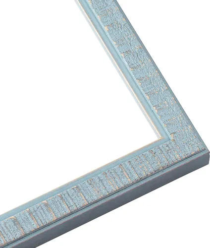 Vista 3 de 11x11 Frame Blue Scuffed Farm Board Real Pine Wood Picture Frame Width 0.75 Inches Interior Depth 0.5 Inches Kingsley Blue Frame with UV