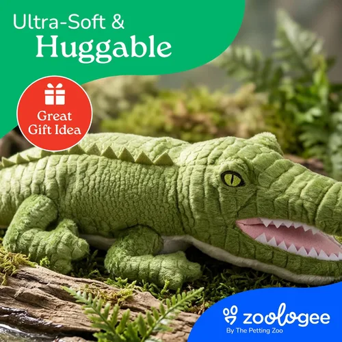 Vista 6 de The Petting Zoo Peluche de cocodrilo, regalos para niños, animales de vida silvestre Earth Keeperz, juguete de peluche de cocodrilo verde Zoologee