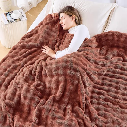 Vista 32 de NEWCOSPLAY Manta para Sofá Aqua Súper Suave de Franela Polar 3D Burbuja Ligera Manta de Cama para Uso en Todas las Estaciones (Aqua, Throw(50"x60"))