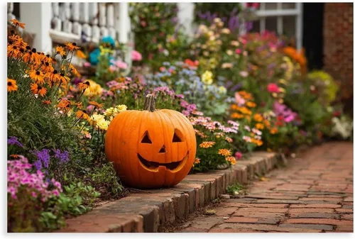 Vista 16 de JDBeehpy Spooky Halloween Cemetery Scene Wall Art Jack - O' - Lanterns Poster Mysterious Night Sky Frame Canvas Print PaintingCreepy Decor Mural