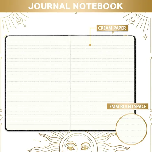 Vista 6 de Artfan Cuaderno/diario rayado – Cuaderno clásico de escritura de piel sintética con papel grueso de alta calidad con bolsillo + separadores