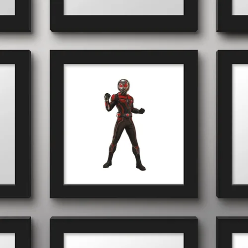 Vista 2 de Trends International Gallery Pops Marvel Ant-Man and the Wasp: Quantumania - Arte de pared Ant-Man, versión enmarcada en negro, 12 x 12 pulgadas
