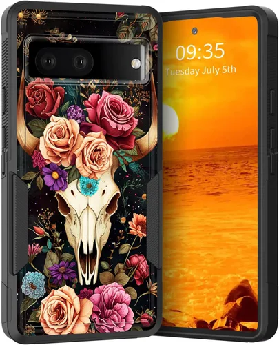 Vista 118 de Funda para Pixel 6A, Híbrida de Doble Capa de Servicio Pesado Resistente a Prueba de Golpes PC Duro + Funda Protectora de Silicona Suave para Google