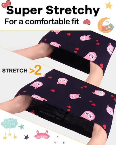 Vista 3 de DAUGHTER QUEEN Pijama de algodón para niñas de 4 piezas, talla 18 meses-12 años