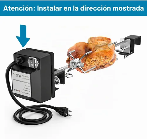 Vista 3 de Skyflame Kit de asador de acero inoxidable con motor de rotisery resistente y accesorios – se adapta a Big BGE Kamado Joe Pit Boss y otros