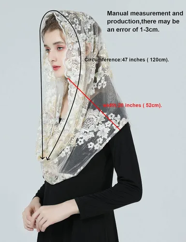 Vista 6 de BEAUTELICATE 1st Communion Veil Catholic Mantilla Veil Chapel Church Veil Easter Latin Mass Head Covering