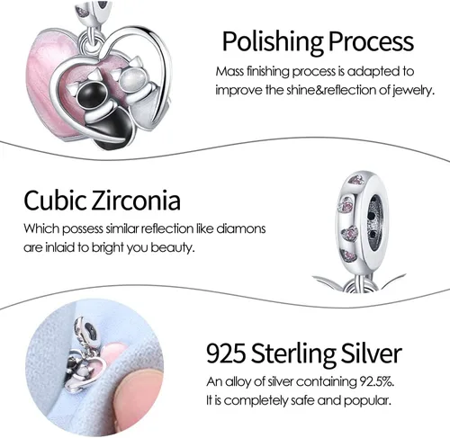 Vista 2 de Dije clásico para mujer, pulsera de plata de ley 925, regalo de cuentas, se puede combinar con mujeres y niñas