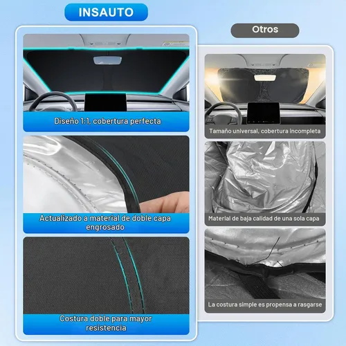 Vista 5 de INSAUTO Accesorios para parasol de parabrisas de ajuste personalizado para Acura RDX 2019-2026, parasol plegable para ventana delantera, reflector