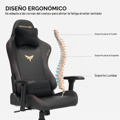 Vista 8 de Silla para juegos con reposabrazos ajustables 4D, reclinable de 170° y capacidad de 320 libras, silla ergonómica de computadora de respaldo alto
