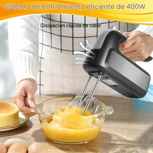 Vista 7 de Batidora de mano eléctrica de 400 W, 5 velocidades con turbo, 5 accesorios