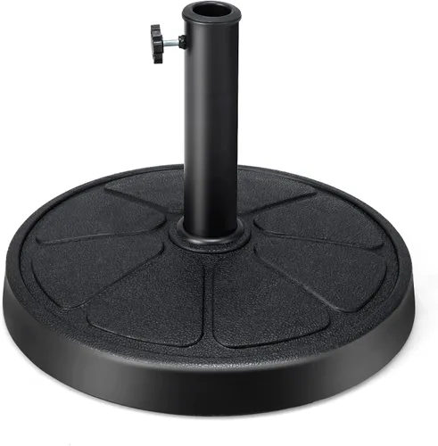 Vista 14 de Tangkula Base redonda para paraguas, 21 libras de polietileno de alta densidad resistente con perilla ajustable, 2 adaptadores, para postes de 1.5 a