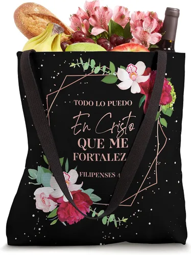 Vista 4 de Regalos Cristianos - Bolsa de mano con flores cristianas españolas para mujer