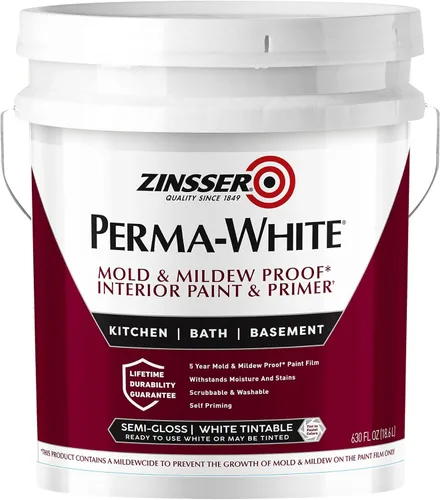 Vista 7 de Zinsser 2770 PERMA-WHITE - Pintura interior a prueba de moho y moho, 5 galones, color blanco cáscara de huevo