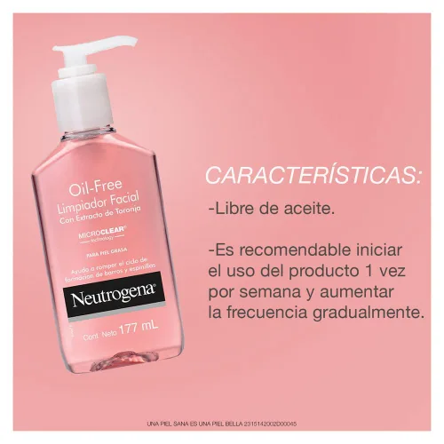 Vista 2 de Neutrogena Limpiador de Acné de Pomelo Rosa Sin Aceite para Limpieza de Poros y Limpiador Facial Líquido Diario con 2% de Ácido Salicílico