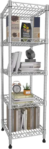 Vista 13 de GIOTORENT Unidades de Estantería Metálica de Pie de 5 Niveles, Estante de Alambre de Altura Ajustable Rack de Exhibición para Lavandería Baño Cocina