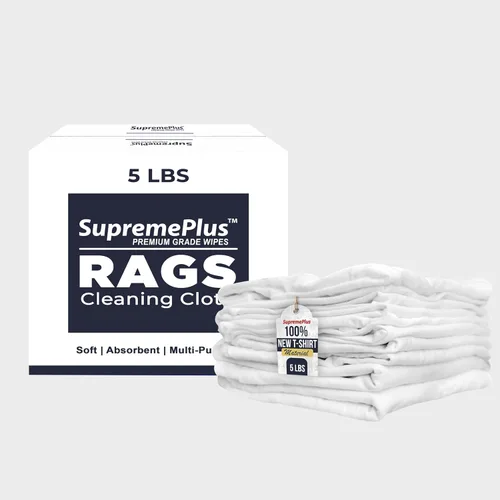 Vista 16 de Tejido Blanco Premium (Palé de 600 libras - Caja de 60x10 libras de Trapos) Trapos de Limpieza de Tela de Camiseta de Algodón - Paños de Limpieza